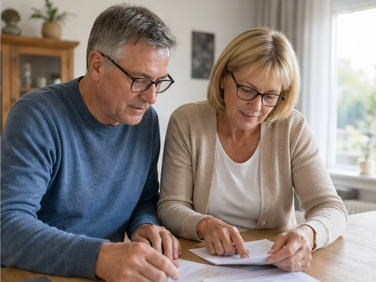 Eigentümer ordnen Unterlagen einer Freizeitwohnung